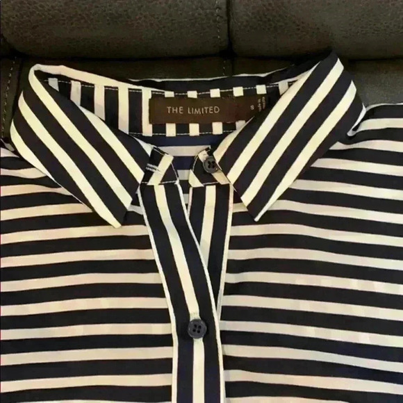 The Limited Blue, White Striped Button Up Blouse Size Small - Picture 5 of 7